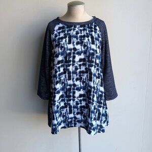 The Leaf Method Abstract Print 3/4 Sleeve Blouse